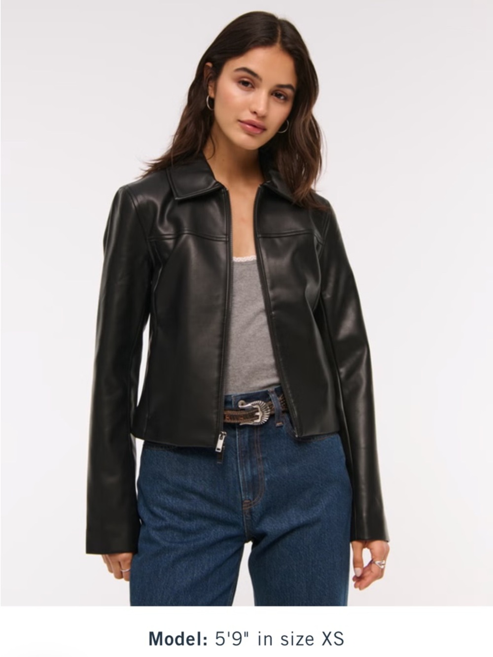 Abercrombie & Fitch Slim Zip Vegan Leather Jacket